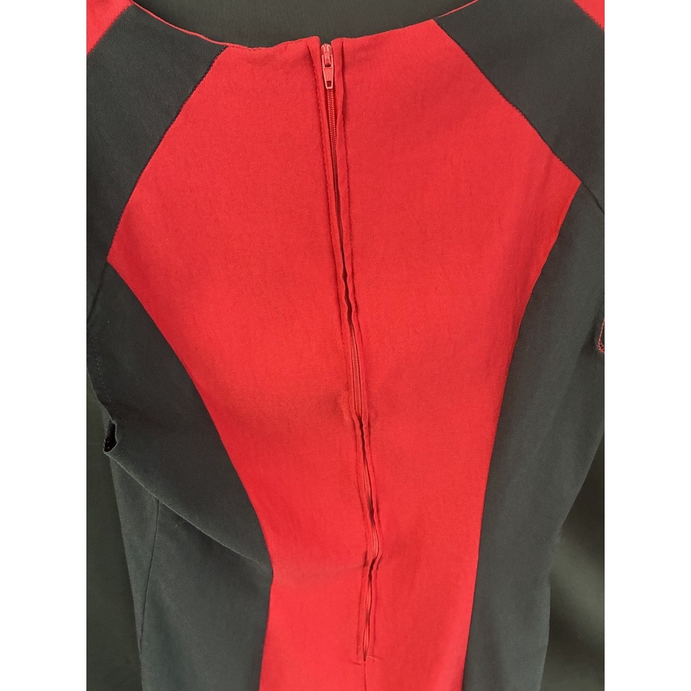 P&S Red Black Colorblock Sheath Dress Stretch Cap Sleeve Women’s (Approx. 6-8) - Picture 4 of 4